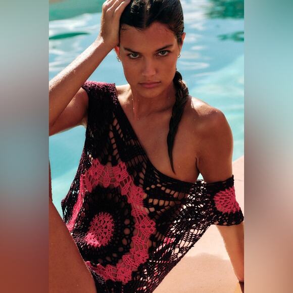 Zara SHORT SLEEVE CROCHET TOP Size Small - Picture 5 of 12